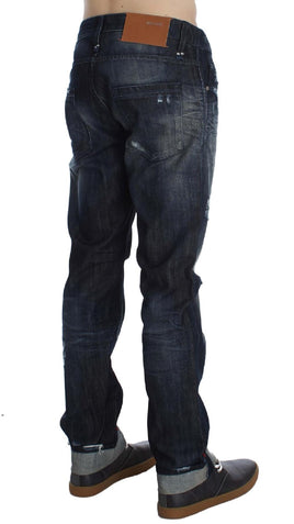 ACHT Blue Cotton Regular Straight Fit Jeans - Size W34