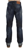 ACHT Blue Cotton Regular Straight Fit Jeans - Size W34