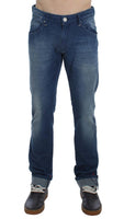 ACHT Blue Wash Denim Cotton Stretch Slim Fit Jeans - Size W34