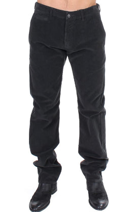 GF Ferre Black Corduroy Cotton Straight Fit Pants - Size IT48-M