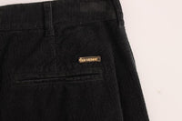 GF Ferre Black Corduroy Cotton Straight Fit Pants - Size IT48-M