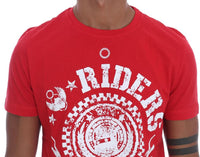 Frankie Morello Red Cotton RIDERS Crewneck T-Shirt - Size XL