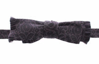 Dolce & Gabbana Gray Black Wool Bow Tie - One Size