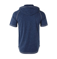 ZIMEGO Short Sleeve Raglan Henley Hoodie Round Bottom Semi Longline T-Shirt