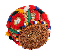 Dolce & Gabbana Multicolor AGNESE Straw Crystal  Pom Pom Bag - One Size