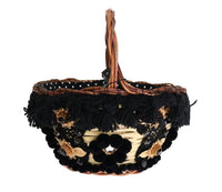 Dolce & Gabbana Beige Straw Snakeskin Pom Pom Crystal AGNESE Bag - One Size