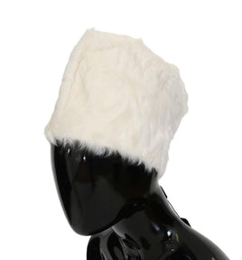 Dolce & Gabbana White Xiangao Lamb Fur Beanie - Size 56-CM-XS