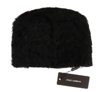 Dolce & Gabbana Black Xiangao Lamb Fur Beanie - Size 56-CM-XS