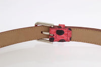 Dolce & Gabbana Pink Polka Snakeskin Silver Buckle Belt - Size 65-CM-26-INCHES