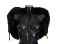 Dolce & Gabbana Black Silver Fox Fur Scarf - Size M