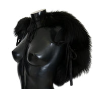 Dolce & Gabbana Black Silver Fox Fur Scarf - Size M