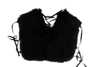 Dolce & Gabbana Black Silver Fox Fur Scarf - Size M