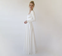 BLUSHFASHION - Original Bestseller Ivory Square Neckline Minimalist Satin Wedding Dress #1351