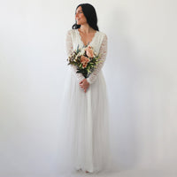 BLUSHFASHION - Original Ivory Lace Long Sleeves Wedding Dress With Pockets  #1266