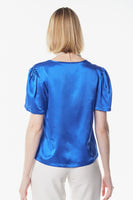 LE REUSSI - Original Shining V-Neck Blouse in Blue