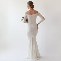 BLUSHFASHION - Original Ivory Off Shoulder Mermaid  Wedding Dress #1214