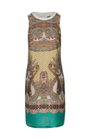 CONQUISTA FASHION - Original Turquoise Paisley Sleeveless Dress