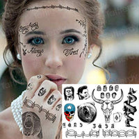 New Hot Halloween Bull Head Face Sticker Neck Hand Back Body Paint Temporary Tattoo Sticker Sword Letter Tatoo Large Cool Design