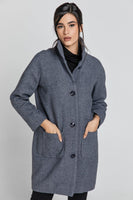 CONQUISTA FASHION - Original Wool Blend Grey Mélange Coat