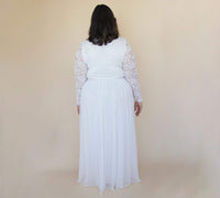 BLUSHFASHION - Original Curvy  Ivory Roses Lace Wedding Dress With Maxi Chiffon Skirt #1317