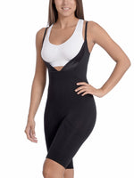 BODY BEAUTIFUL SHAPEWEAR - Original Seamless "Wear Your Own Bra" Bodysuit Shaper With Extra Long Boyleg Black