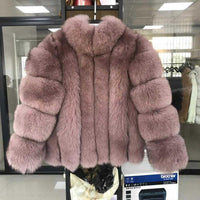 PINK JAVA OFFICIAL STORE - Original Pink Java QC19018 Women Coat Winter Fur Jacket Real Fox Fur Coats Natural Fur Jackets Long Sleeves Hot Sale Stand Collar