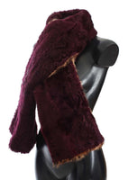 Dolce & Gabbana Purple Lamb Fur Leopard Print Scarf - One Size