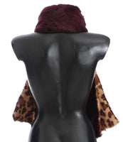 Dolce & Gabbana Purple Lamb Fur Leopard Print Scarf - One Size