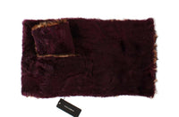 Dolce & Gabbana Purple Lamb Fur Leopard Print Scarf - One Size