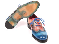 Paul Parkman Blue & Pink Men's Wingtip Oxfords Goodyear Welted (ID#027-BLUPNK)