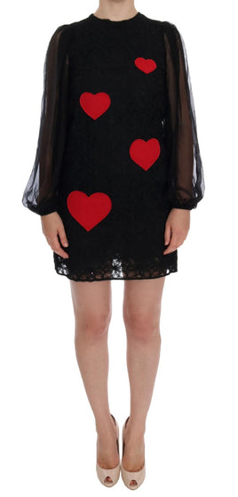 Dolce & Gabbana - Vestito a cuore rosso con pizzo nero - IT36-XS