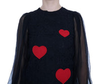 Dolce & Gabbana - Vestito a cuore rosso con pizzo nero - IT36-XS