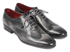 Paul Parkman Wintip Oxfords Gray & Black Handpainted Calfskin (ID#741-GRY)