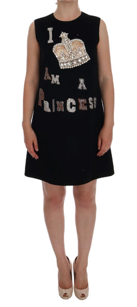 Dolce & Gabbana Black SONO UN PRINCESS Crystal Shift Dress - IT36-XS