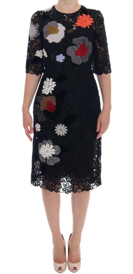 Dolce & Gabbana Abito floreale floreale in pizzo nero floreale-IT42-M