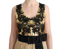 Dolce & Gabbana - Vestito in pizzo floreale nero dorato - IT42-M