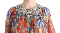 Dolce&Gabbana Abito a tunica in cristallo carretto multicolor -IT36-XS