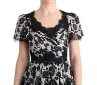 Dolce & Gabbana Black White Floral Lace Shift Dress - Size IT36-XS