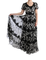 Dolce & Gabbana Black White Floral Lace Shift Dress - Size IT36-XS