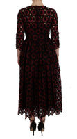 Dolce & Gabbana Red Floral Ricamo A-Line Shift Dress - Taglia IT40-S