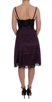 Dolce & Gabbana Abito in pizzo nero di seta viola - IT36-XS