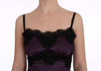 Dolce & Gabbana Abito in pizzo nero di seta viola - IT36-XS