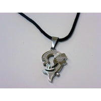 Pair of necklaces with heart and clover - Black and Silver