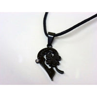 Pair of necklaces with heart and clover - Black and Silver