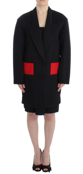 KAALE SUKTAE Blazer giacca lunga con cappuccio trench coat nero-IT42-M