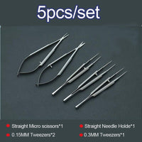 New Microsurgical Instruments 12.5cm Scissors+Needle Holders +Tweezers Stainless Steel Surgical Tool