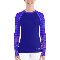 FIND YOUR COAST APPAREL - Original Women's Reels and Reefs Striped Sea Skinz Performance Rash Guard UPF 40+