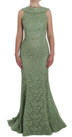 Dolce & Gabbana Green Floral Lace Sheath Maxi Dress - Size IT40-S