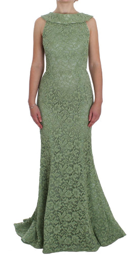 Dolce & Gabbana Green Floral Lace Sheath Maxi Dress - Size IT40-S