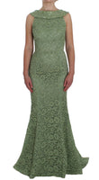 Dolce & Gabbana Green Floral Lace Sheath Maxi Dress - Size IT40-S